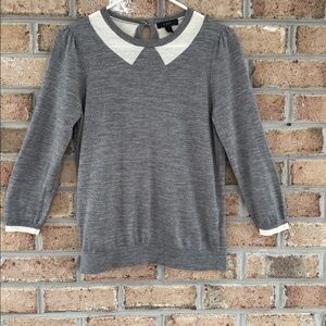 J Crew merino wool sweater with peter pan collar pattern, size small